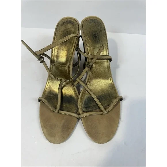 J Crew Brown Tan Leather Suede Strappy Wedge Heels Made In Italy Women's 8.5 - Picture 4 of 8